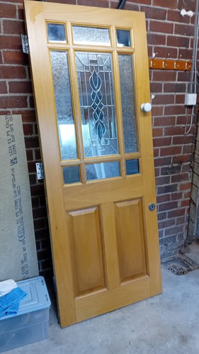 Oak finish part stained - , glass