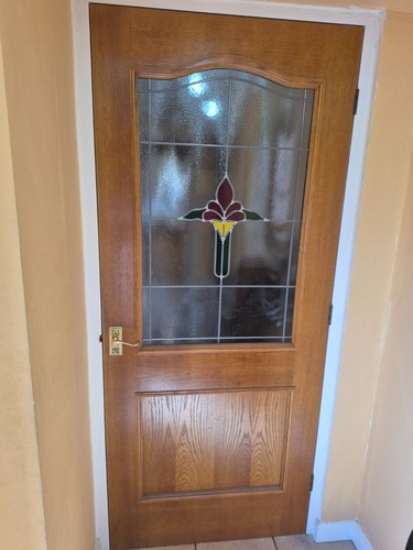 Solid oak stained glass